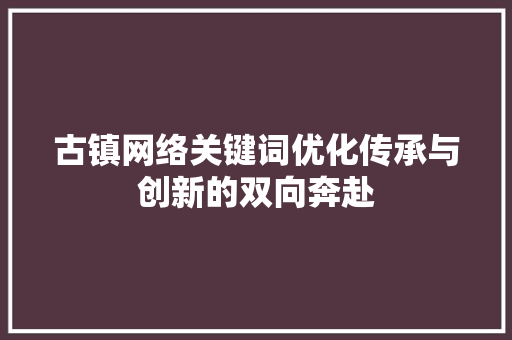 古镇网络关键词优化传承与创新的双向奔赴