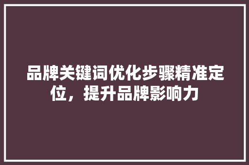 品牌关键词优化步骤精准定位，提升品牌影响力