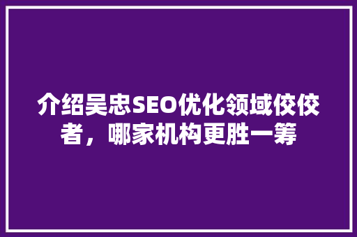 介绍吴忠SEO优化领域佼佼者，哪家机构更胜一筹