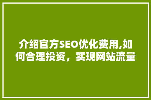介绍官方SEO优化费用,如何合理投资，实现网站流量与收益的双丰收 头条优化
