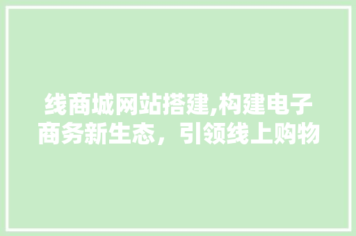 线商城网站搭建,构建电子商务新生态，引领线上购物新潮流