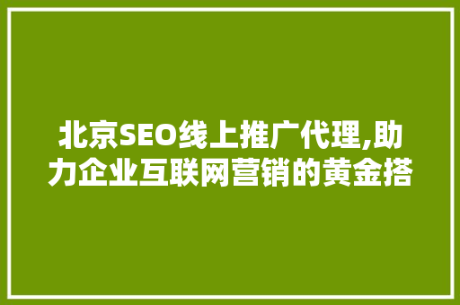 北京SEO线上推广代理,助力企业互联网营销的黄金搭档 360搜优化