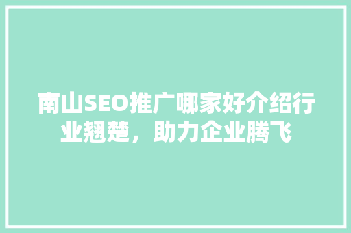 南山SEO推广哪家好介绍行业翘楚，助力企业腾飞