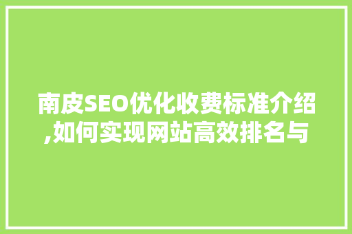 南皮SEO优化收费标准介绍,如何实现网站高效排名与流量增长