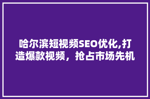 哈尔滨短视频SEO优化,打造爆款视频，抢占市场先机