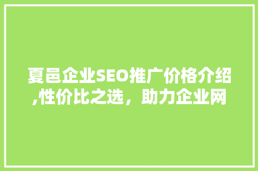 夏邑企业SEO推广价格介绍,性价比之选，助力企业网络营销腾飞 seo技术