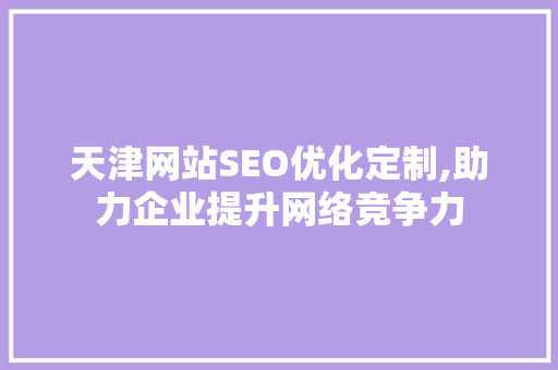 天津网站SEO优化定制,助力企业提升网络竞争力