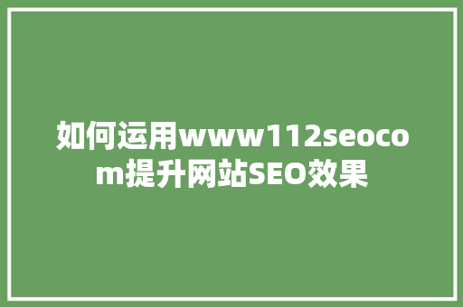 如何运用www112seocom提升网站SEO效果 英文谷歌算法