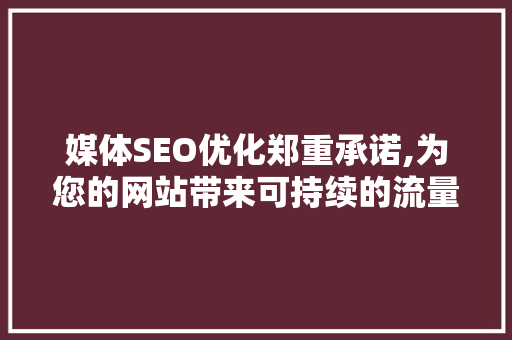 媒体SEO优化郑重承诺,为您的网站带来可持续的流量与品牌价值 英文谷歌算法