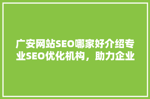 广安网站SEO哪家好介绍专业SEO优化机构，助力企业网站排名攀升 网站开发