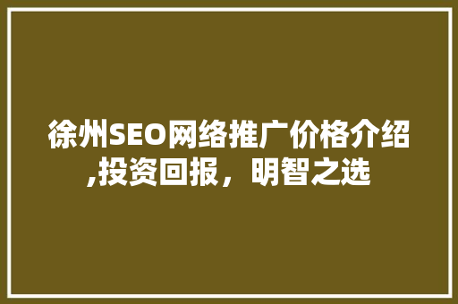 徐州SEO网络推广价格介绍,投资回报，明智之选 头条优化