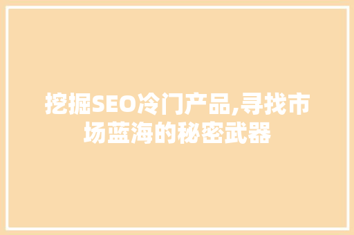 挖掘SEO冷门产品,寻找市场蓝海的秘密武器