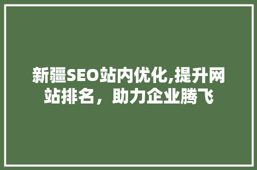 新疆SEO站内优化,提升网站排名，助力企业腾飞