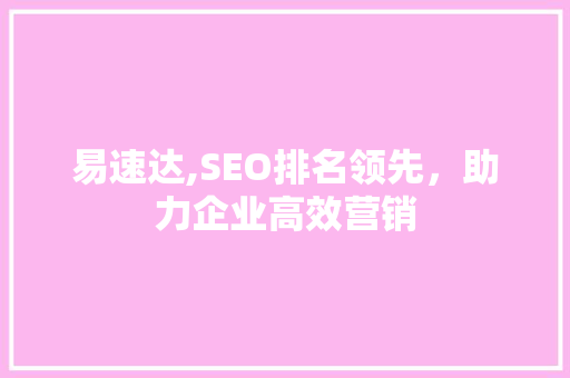 易速达,SEO排名领先，助力企业高效营销 seo技术