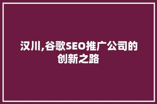 汉川,谷歌SEO推广公司的创新之路 头条优化