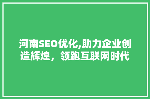 河南SEO优化,助力企业创造辉煌，领跑互联网时代