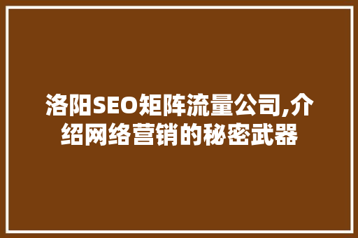 洛阳SEO矩阵流量公司,介绍网络营销的秘密武器