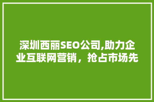 深圳西丽SEO公司,助力企业互联网营销，抢占市场先机