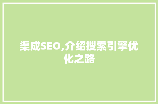 渠成SEO,介绍搜索引擎优化之路