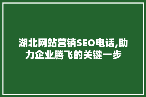 湖北网站营销SEO电话,助力企业腾飞的关键一步