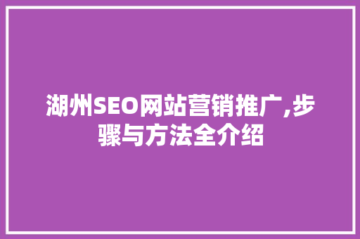 湖州SEO网站营销推广,步骤与方法全介绍 网站优化