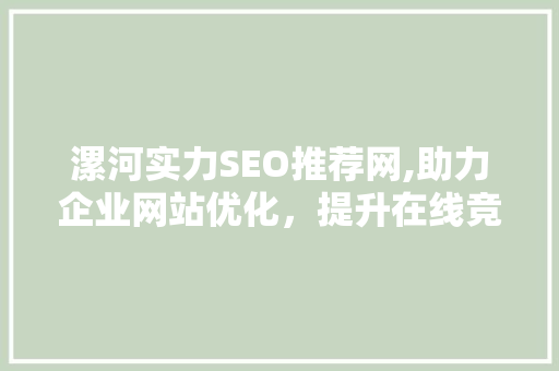 漯河实力SEO推荐网,助力企业网站优化，提升在线竞争力 网站开发