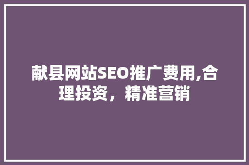献县网站SEO推广费用,合理投资，精准营销