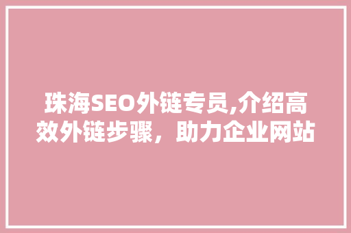 珠海SEO外链专员,介绍高效外链步骤，助力企业网站优化
