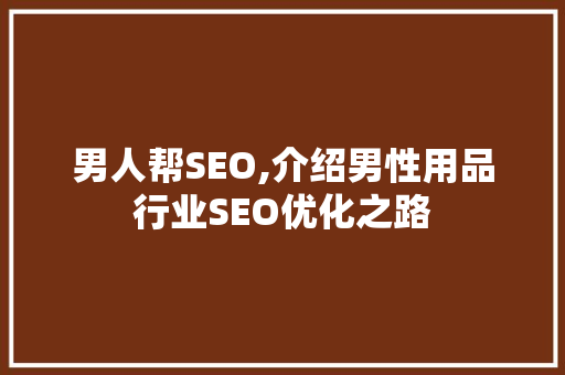 男人帮SEO,介绍男性用品行业SEO优化之路