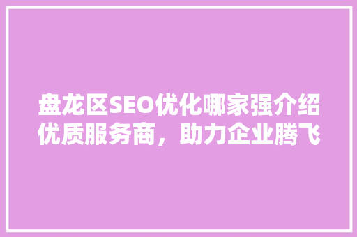 盘龙区SEO优化哪家强介绍优质服务商，助力企业腾飞！ 百度算法