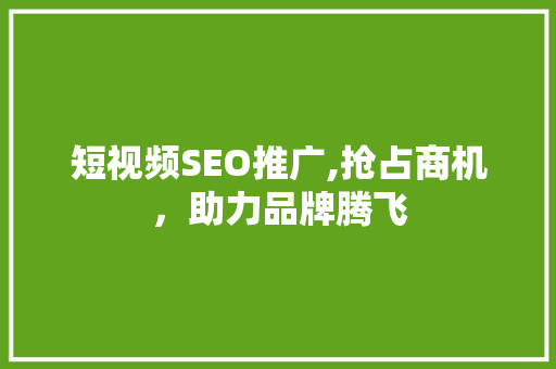 短视频SEO推广,抢占商机，助力品牌腾飞