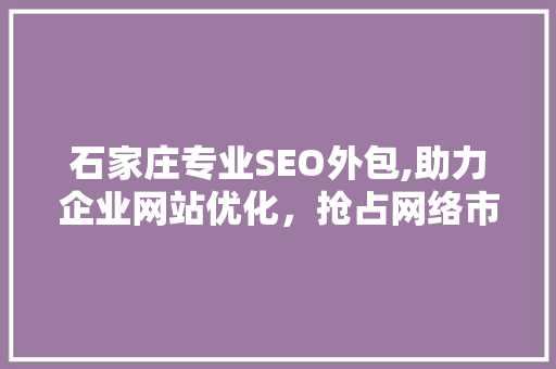 石家庄专业SEO外包,助力企业网站优化，抢占网络市场先机