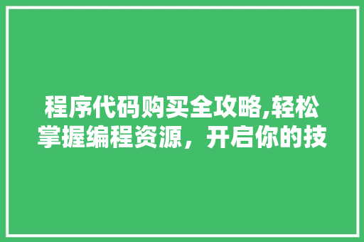 程序代码购买全攻略,轻松掌握编程资源，开启你的技术之旅 程序代码购买全攻略,轻松掌握编程资源，开启你的技术之旅 AI技术学习