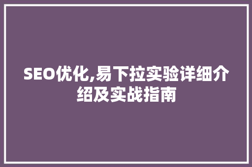 SEO优化,易下拉实验详细介绍及实战指南