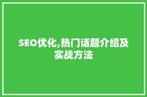 SEO优化,热门话题介绍及实战方法