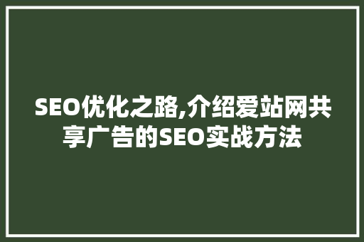 SEO优化之路,介绍爱站网共享广告的SEO实战方法 网站开发