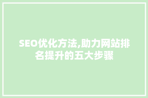 SEO优化方法,助力网站排名提升的五大步骤