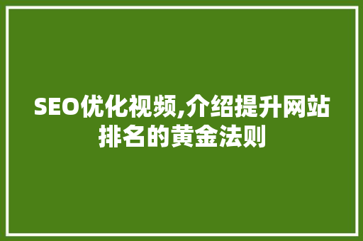 SEO优化视频,介绍提升网站排名的黄金法则