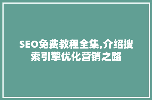 SEO免费教程全集,介绍搜索引擎优化营销之路