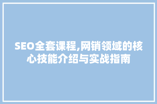SEO全套课程,网销领域的核心技能介绍与实战指南