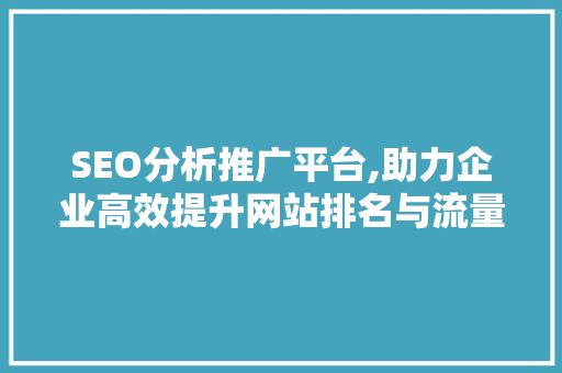 SEO分析推广平台,助力企业高效提升网站排名与流量