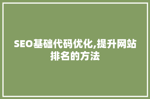 SEO基础代码优化,提升网站排名的方法 网站开发
