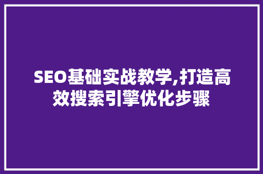 SEO基础实战教学,打造高效搜索引擎优化步骤 头条优化