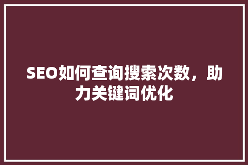 SEO如何查询搜索次数，助力关键词优化