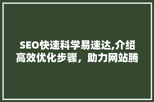 SEO快速科学易速达,介绍高效优化步骤，助力网站腾飞