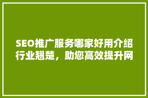 SEO推广服务哪家好用介绍行业翘楚，助您高效提升网站排名