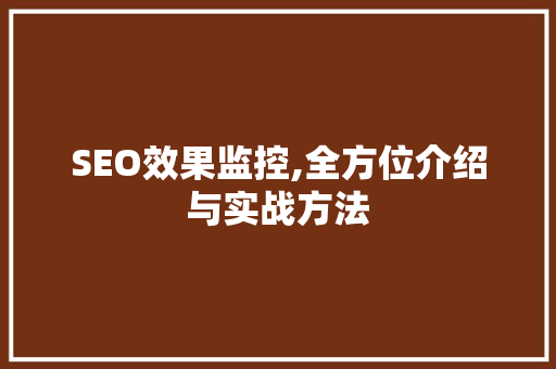 SEO效果监控,全方位介绍与实战方法