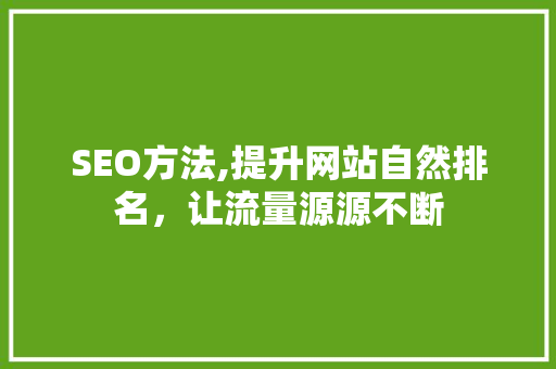SEO方法,提升网站自然排名，让流量源源不断