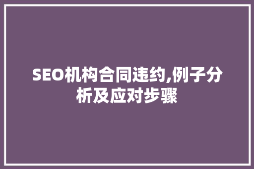 SEO机构合同违约,例子分析及应对步骤 网站优化