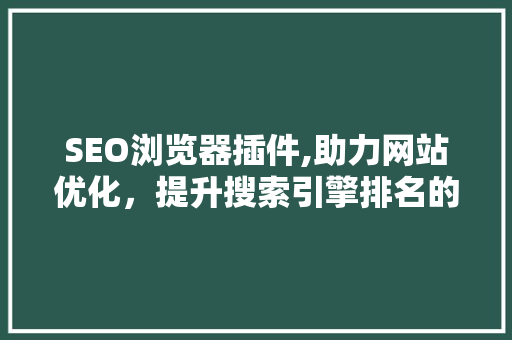 SEO浏览器插件,助力网站优化，提升搜索引擎排名的秘密武器